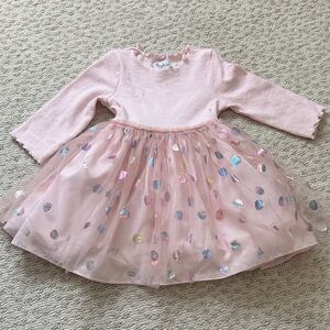 Pippa and Julie Girls Pink Sparkle Dot Tulle Dress